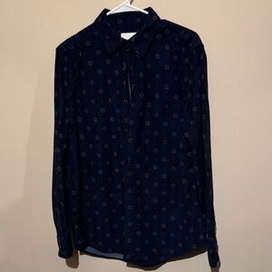 American Eagle Outfitters Dark Blue Geometric Shirt
